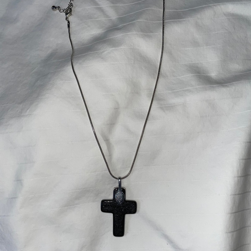 Black sparkly cross necklace